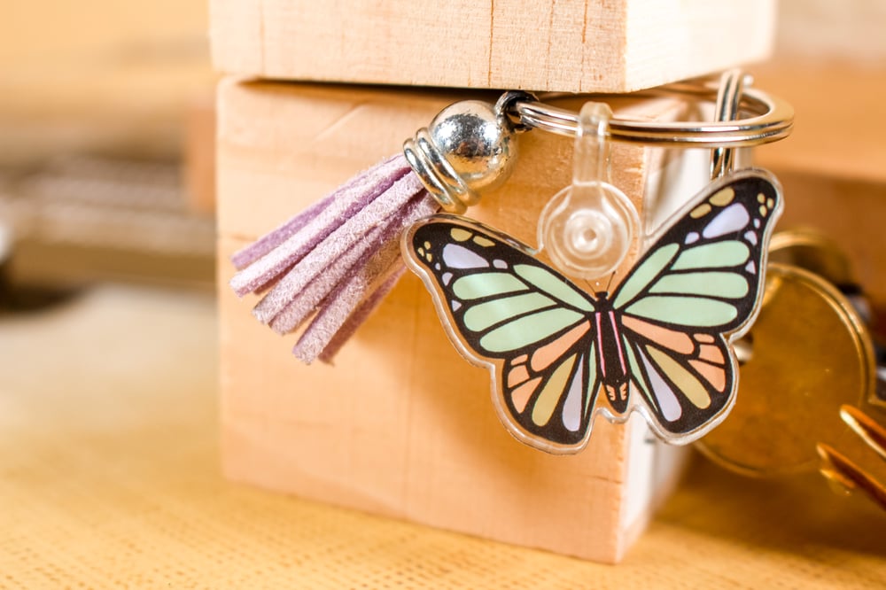 Image of Butterfly Tassel Acrylic Keychain