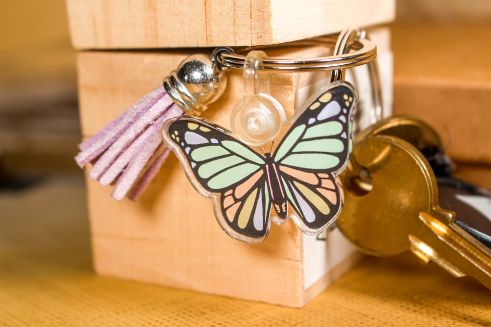 Image of Butterfly Tassel Acrylic Keychain