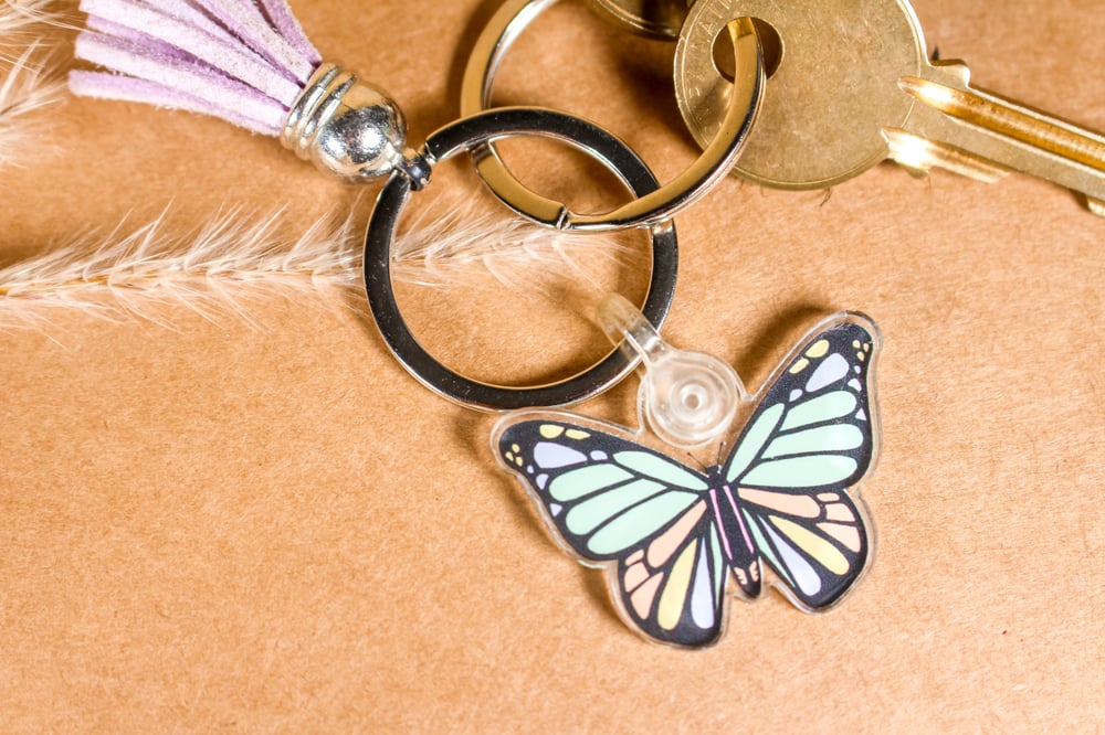 Image of Butterfly Tassel Acrylic Keychain