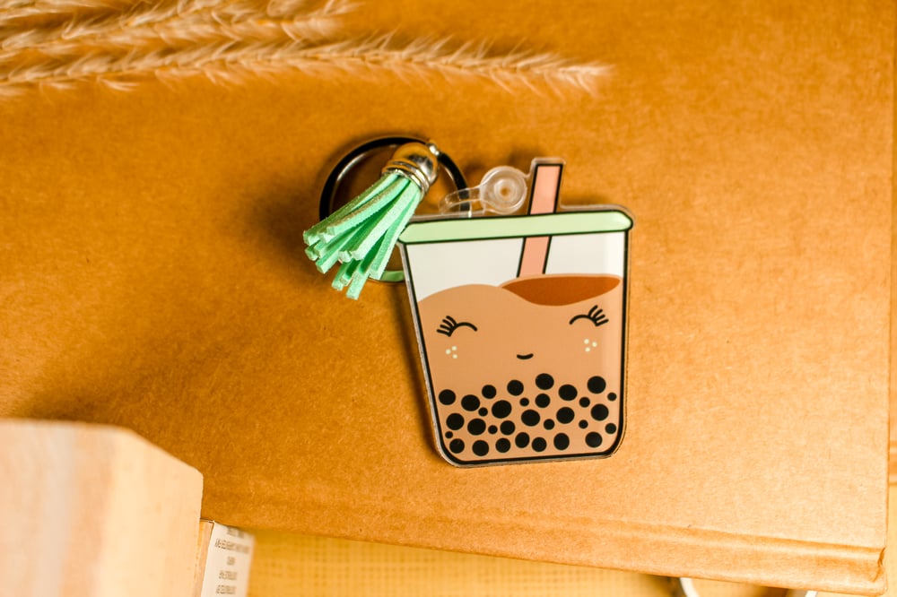 Image of Tassel Boba Milk Tea Keychain