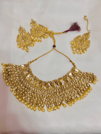 Image 2 of Golden Dust Bridal Kundan Set (necklace, earrings, tika)