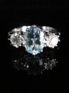 EDWARDIAN STYLE PLATINUM NATURAL AQUAMARINE 1.10CT & DIAMOND 0.50CT RING