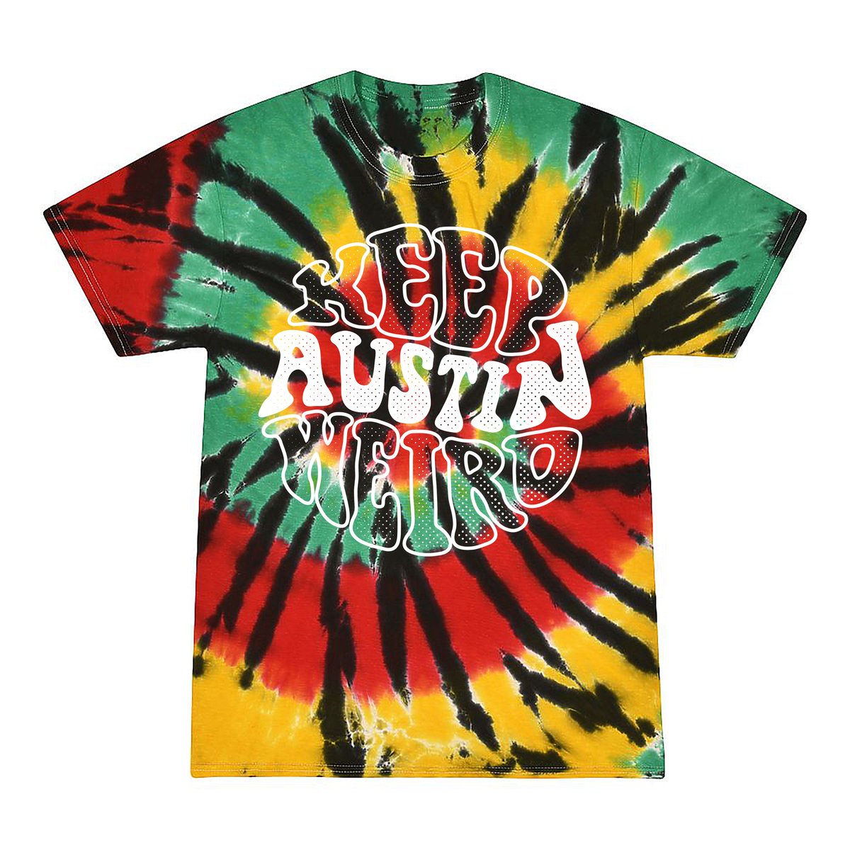 Keep Austin Weird Tie-Dye Print - Black Tee