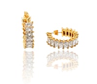 Image 1 of Rectangular Stone Crystal Hoops