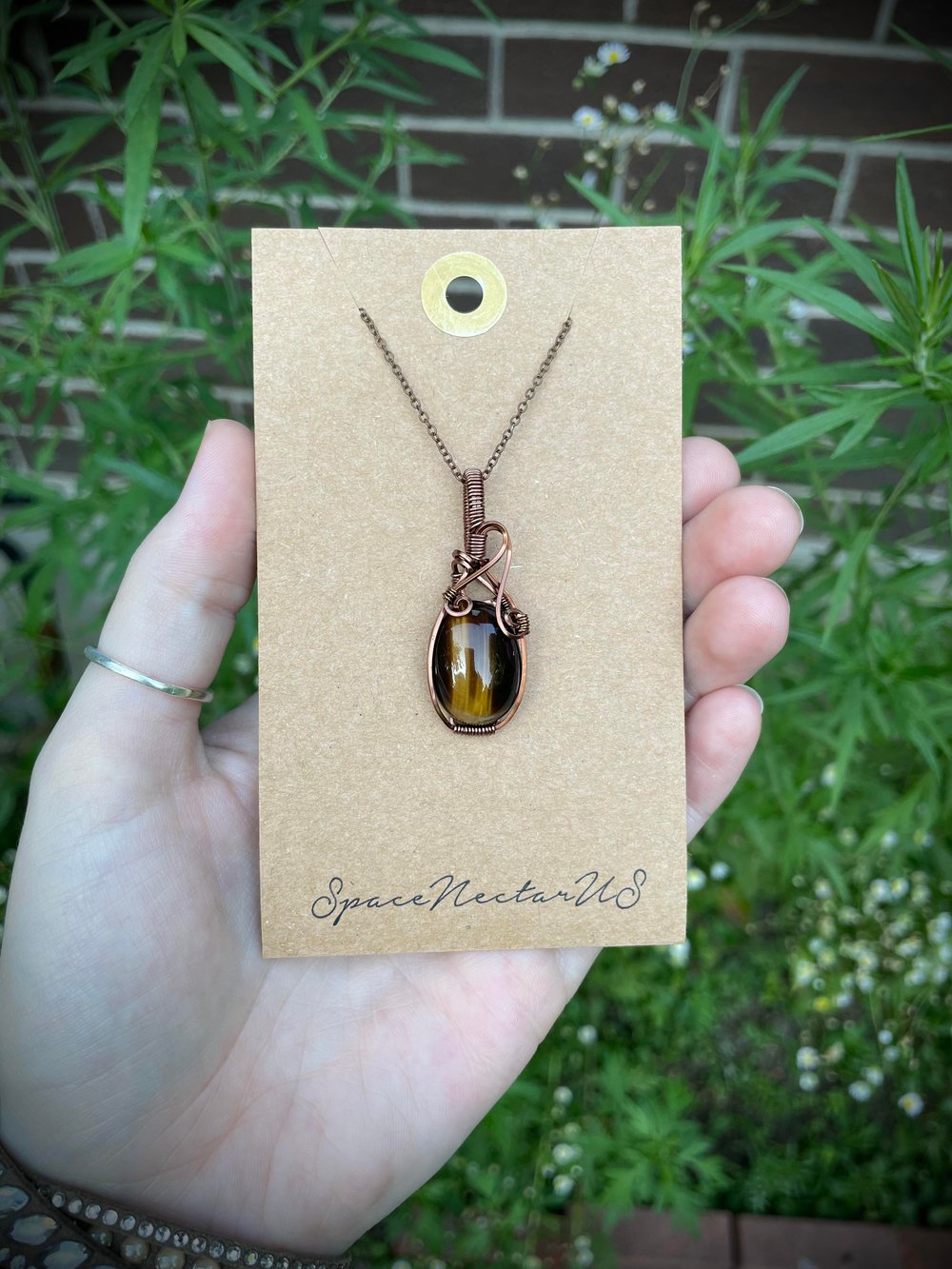 dainty tigers eye necklace
