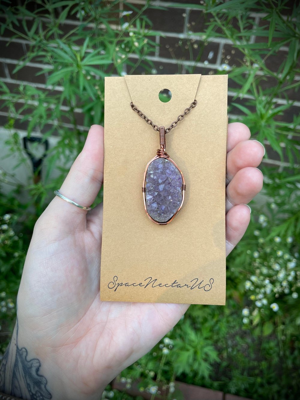 small amethyst druzy cluster necklace