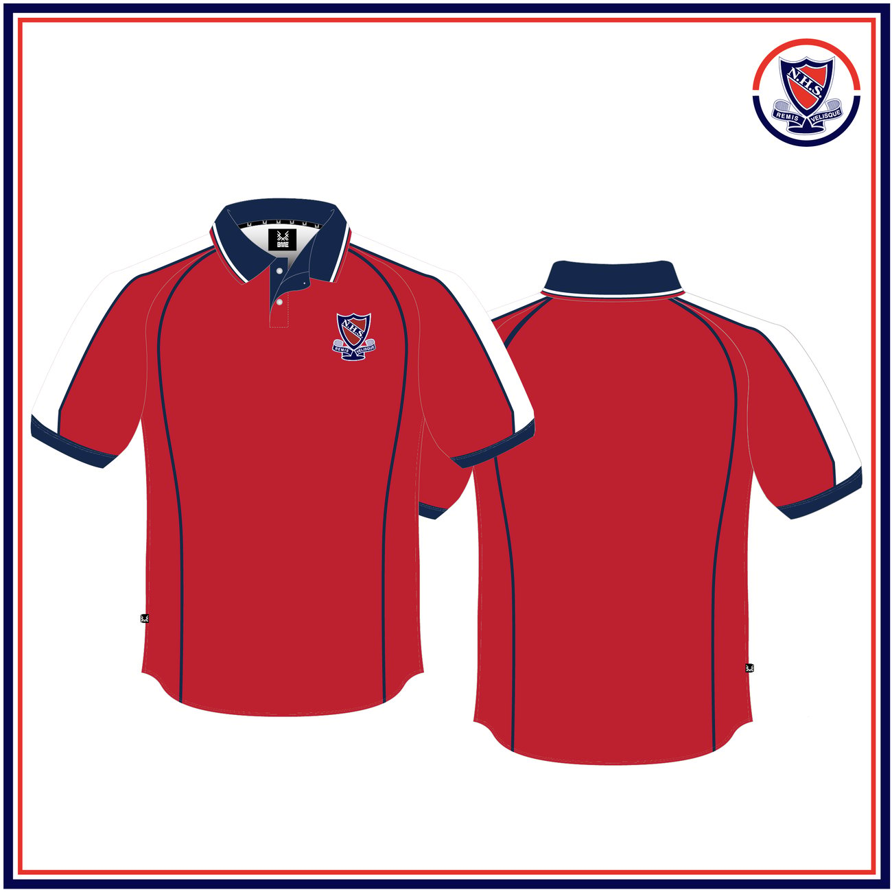 NHS Unisex Sport Polo Red/Navy $36.80 | newcastlehighuniformshop