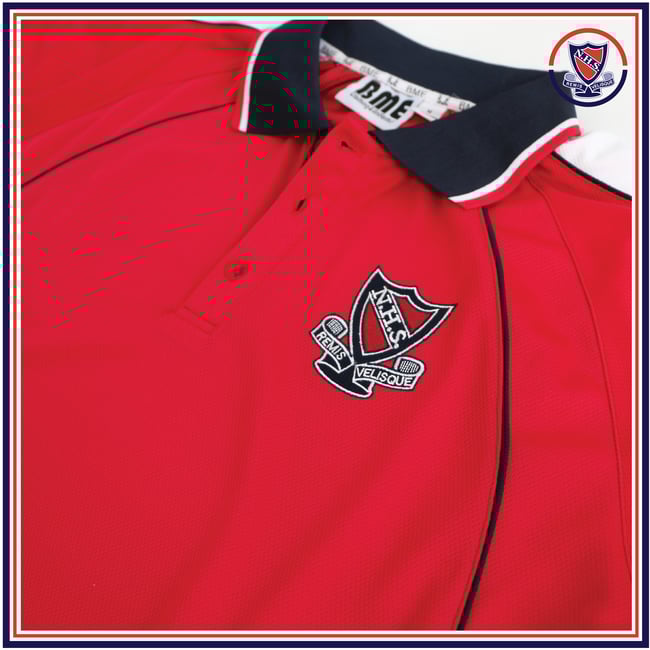 NHS Unisex Sport Polo Red/Navy $40.50