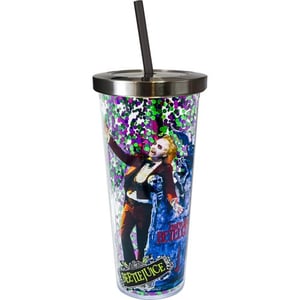 Image of Beetlejuice Glitter 20 oz. Acrylic Cup with Straw 