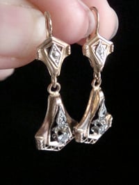 Image 3 of FRENCH EDWARDIAN 18CT YELLOW GOLD NATURAL DIAMOND DORMEUSE DROP EARRINGS