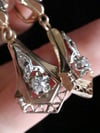 FRENCH EDWARDIAN 18CT YELLOW GOLD NATURAL DIAMOND DORMEUSE DROP EARRINGS