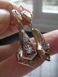 Image 5 of FRENCH EDWARDIAN 18CT YELLOW GOLD NATURAL DIAMOND DORMEUSE DROP EARRINGS