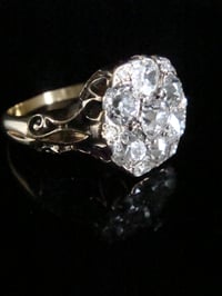 Image 1 of Victorian 18ct yellow gold large old mine cut diamond 1.75ct cluster ring 