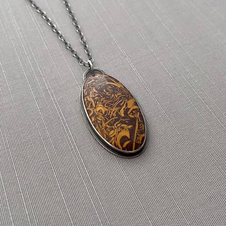 Sterling Silver and Calligraphy Stone Necklace Image 2