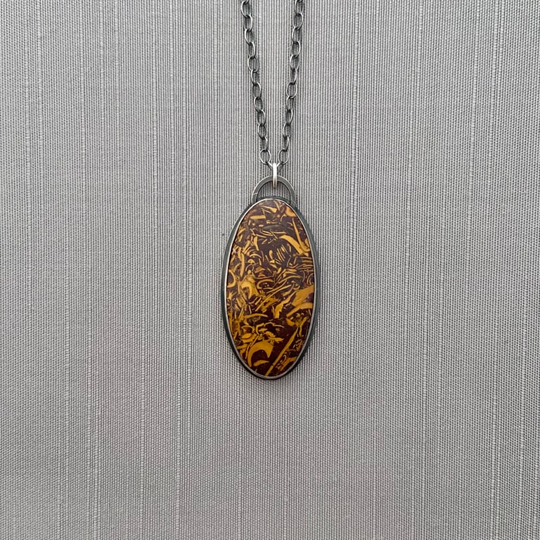 Sterling Silver and Calligraphy Stone Necklace Image 5