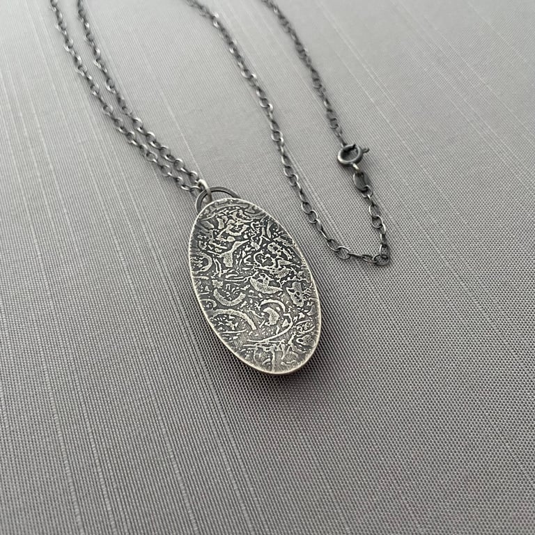 Sterling Silver and Calligraphy Stone Necklace Image 3