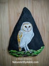 Barn Owl Watercolour Painting on Slate