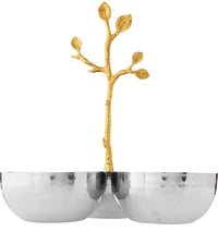 Image 1 of  Gold Vine Triple Bowl, 8.25", Silver/Gold