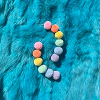 Image 2 of Pastel Rainbow Dangler Fluff Earrings