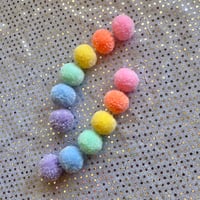 Image 3 of Pastel Rainbow Dangler Fluff Earrings