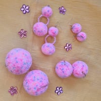 Image 2 of Pink Funfetti Fluff Earrings