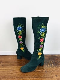 Image 1 of 1970s Embroidered "Penny Lane" Leather Boots
