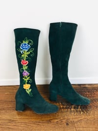Image 2 of 1970s Embroidered "Penny Lane" Leather Boots