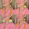 Pastel Rainbow Striped Fluff Earrings