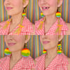 Bright Rainbow Striped Fluff Earrings