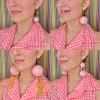 Image 3 of Pink Funfetti Fluff Earrings