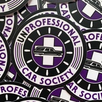 Image 1 of Unprofessional Car Society 4-inch Vinyl Sticker