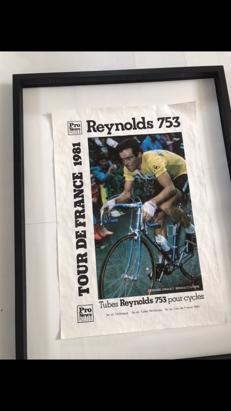 Advertising poster of Bernard Hinault for Reynolds 753 tubes