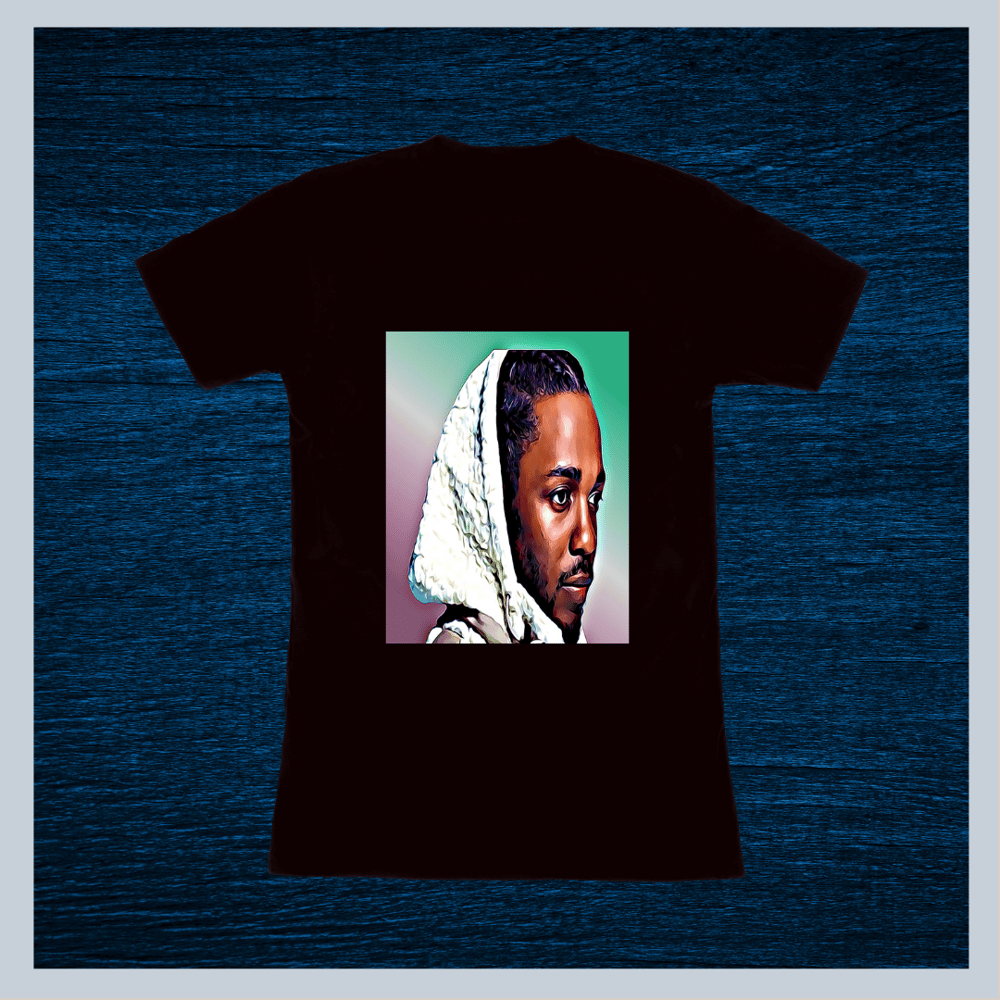 Image of "Kendrick Lamar Black T-Shirt" Adult Unisex Cotton Short Sleeve Black Crew