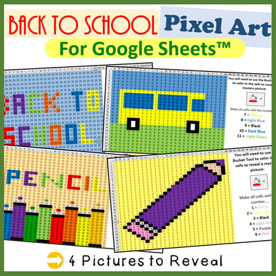 Image of Back To School Summer Pixel Art for Google Sheets ™