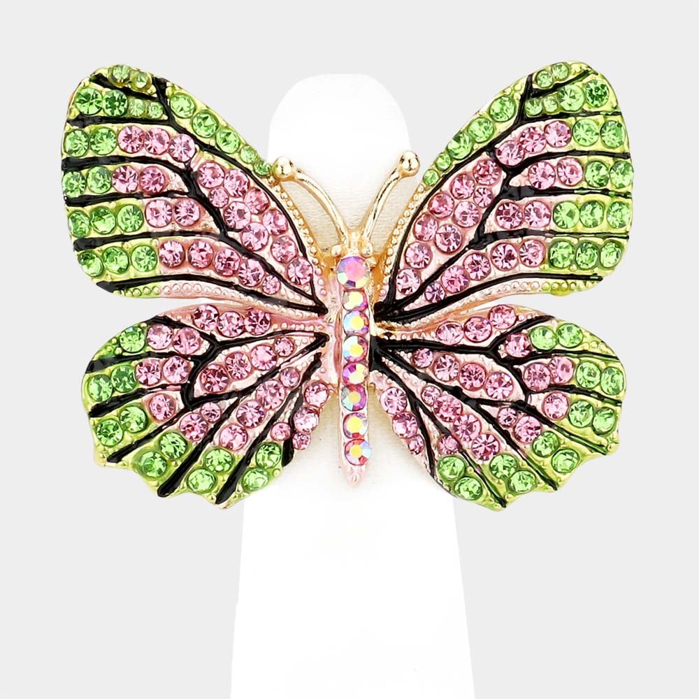 Image of AKA Rhinestone Embellished Butterfly Stretch Ring
