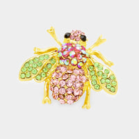 AKA Honey Bee Crystal Embellished Brooch/Pink and Green Brooch