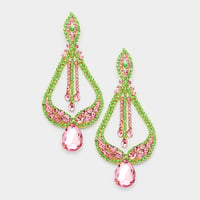 Green and Pink Oversized Pave Dangling Earrings/AKA Jewelry/AKA Colors