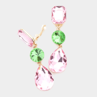 Clip On Pink and Green Teardrop Earrings/AKA Colors/AKA Jewelry