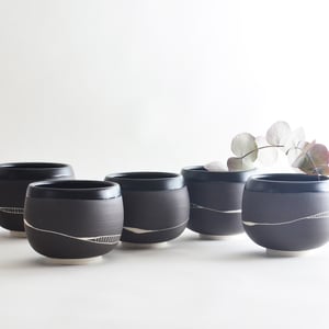 Image of Black and white tea bowl - MADE TO ORDER