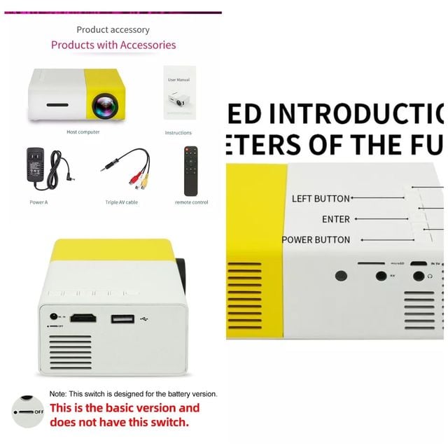 Image of High resolution mini projector (Yellow)