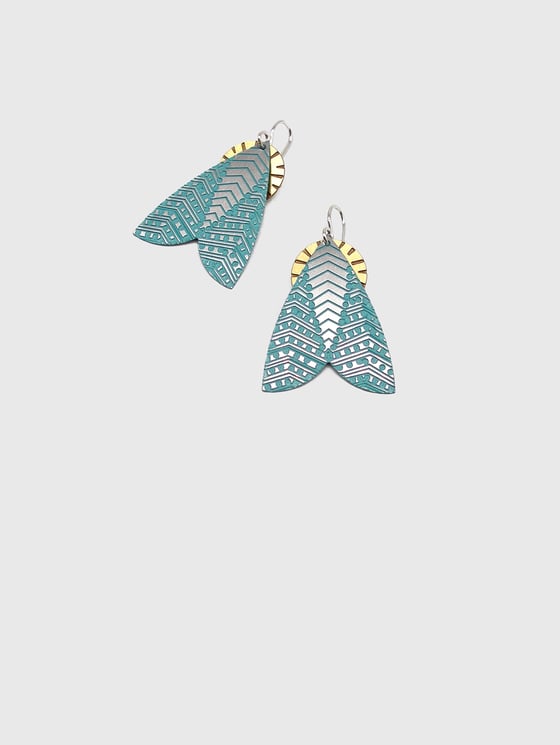 Image of MOTH EARRING: PATTERNED MOTH BLUE