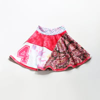 Image 1 of HAPPY 4TH BIRTHDAY 4T FOUR 4 FOURTH BDAY courtneycourtney skirt tiedye dyed tie dye red pink paisley