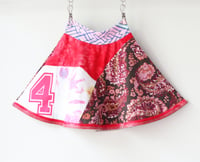 Image 2 of HAPPY 4TH BIRTHDAY 4T FOUR 4 FOURTH BDAY courtneycourtney skirt tiedye dyed tie dye red pink paisley