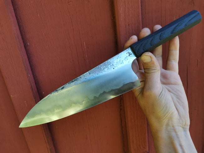 Wrought Iron Clad San Mai Chefs Knife