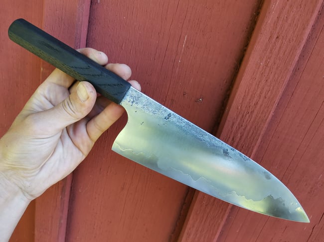 Wrought Iron Clad San Mai Chefs Knife