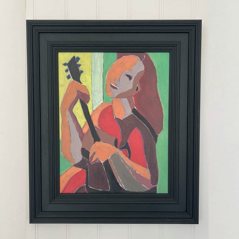 Image of Contemporary Painting, 'Girl with a Guitar', Marc Taylor