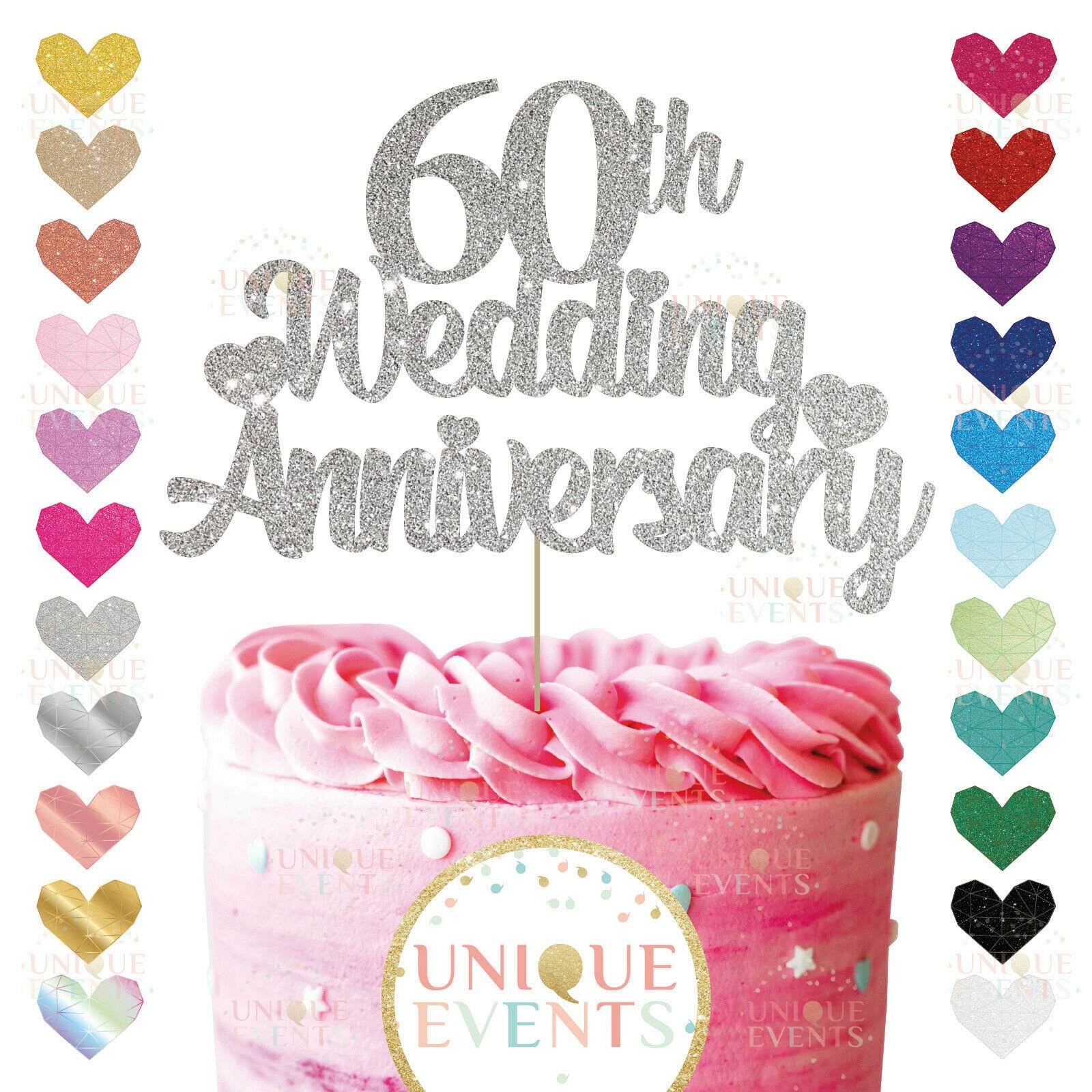 60th Anniversary Cake Topper Diamond Wedding Anniversary - Etsy UK