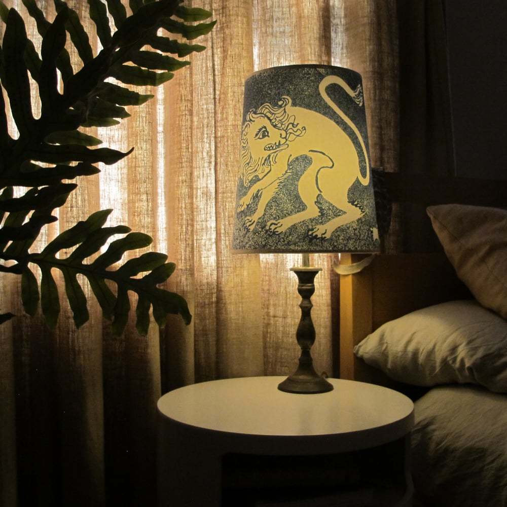 Paper lion and lady litho lampshade