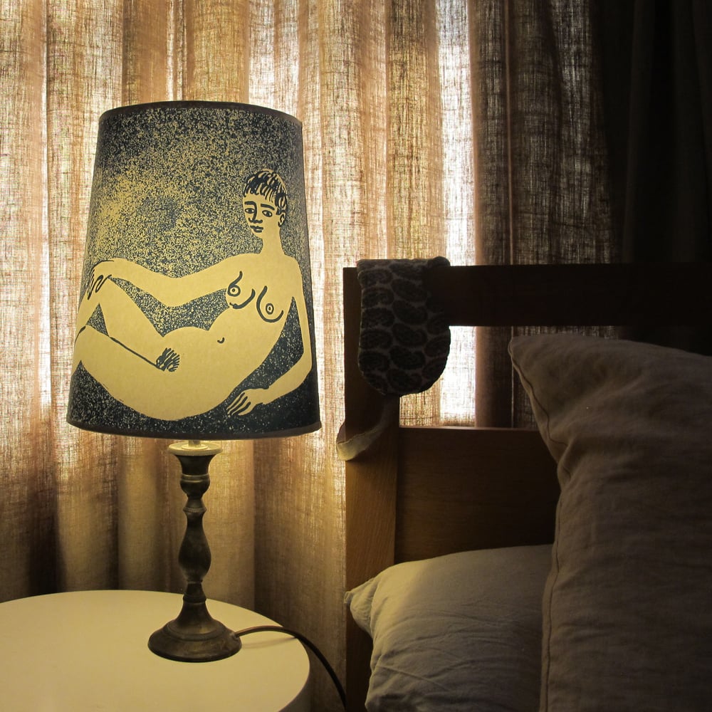 Paper lion and lady litho lampshade