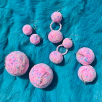 Image 1 of Pink Funfetti Fluff Earrings